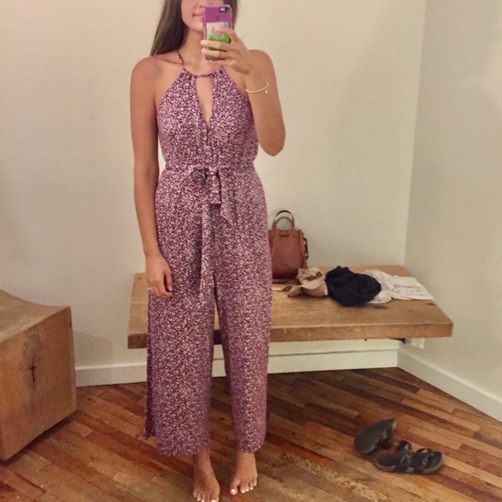 Anthropologie Purple Floral Jumpsuit - Picture 3 of 4
